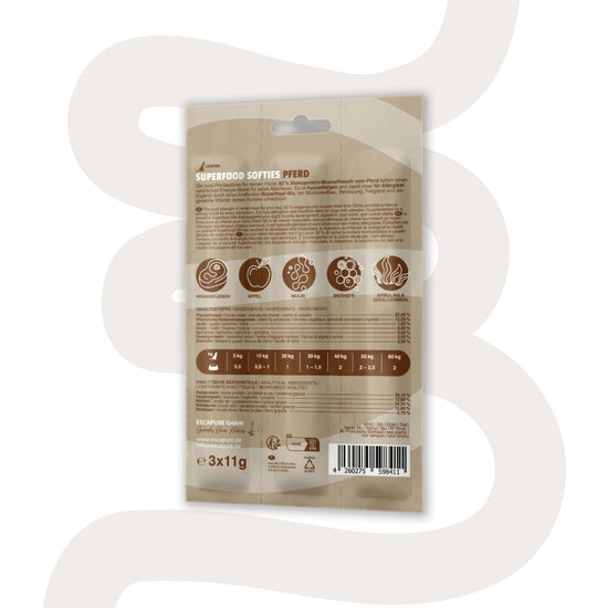 Escapure Superfood Softies Pferd (33g) (Gratis) - Für sensible Hunde